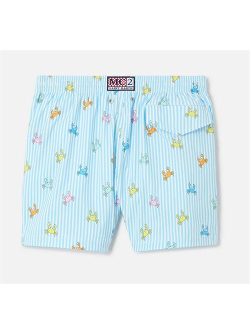 Jean Lighting Pantaloncini da bagno elasticizzati a strisce con stampa granchi all-over MC2 SAINT BARTH | JEA0022/01081L